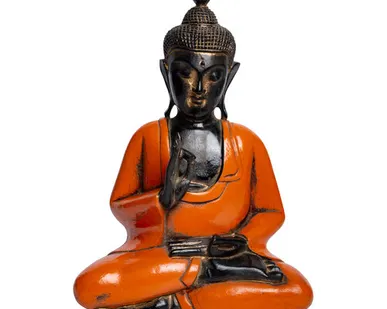 фото Фигурка Будда сидящий, "Обучение", средний, оранжевый, 35см, дерево, Chateau Collection CC-BSITTM-O