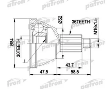 фото Patron ШРУС наружн к кт 36x30 VAG ор 6Q0498099D PATRON PCV1413