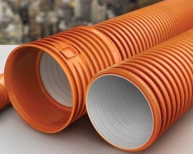 фото Труба канализационная гофрированная OD 160 SN16  двухслойная раструбная