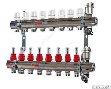 фото Valtec, Коллекторная Группа В Сборе Со Встр. Расх. Из Нерж. Стали 1" Х 8 Вы