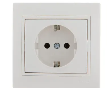 фото Розетка 1-м СП Мира керам. с заземл. бел./бел. LEZARD 701-0202-122