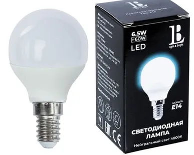 фото Светодиодная лампа L&B 6W 520Lm 4000K E14 E14-6,5W-4000К-G45