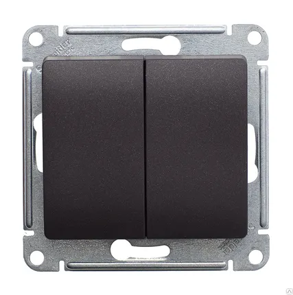 Фото №0 Выключатель 2-клавишный Glossa Шоколад