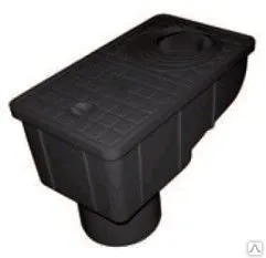 фото Ливнеприемник кровельный с вертикальным патрубком черный 300х165х200
