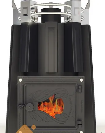 Фото №1 Печь ДобросталЬ Августа со стеклом (черная, с теплообменником слева)