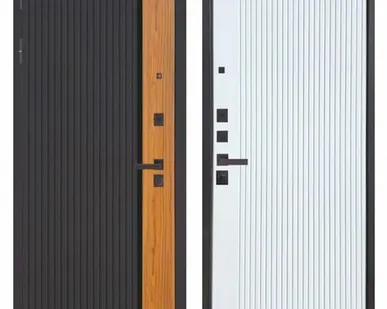 фото Дверь входная Кантри (Ferroni) МДФ/МДФ, Черный муар, Дуб вотан/Эмалит белый 2050х860мм, ЛЕВАЯ