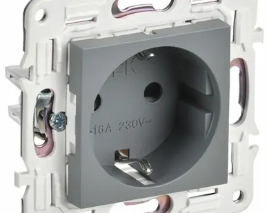 фото SKANDY Розетка с заземлением с защитными шторками 16А SK-R04Gr серый IEK