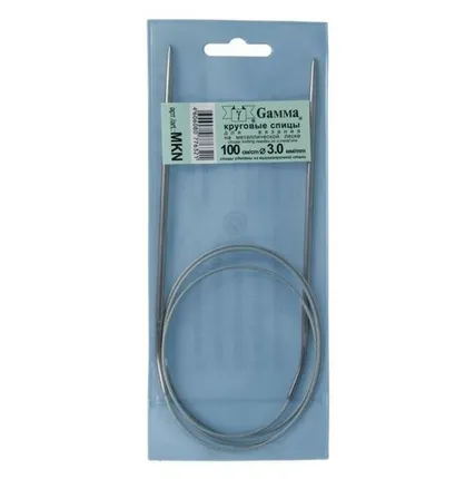 Фото №0 Спицы круговые MKN сталь (d 3.0 мм)/100 см, с металл. леской, Gamma