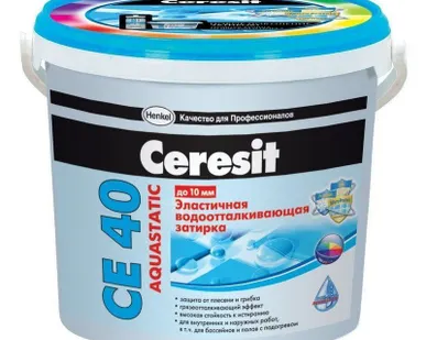 фото Затирка Ceresit СЕ 40 Aquastatic для швов до 10 мм эластичная водоотталкива