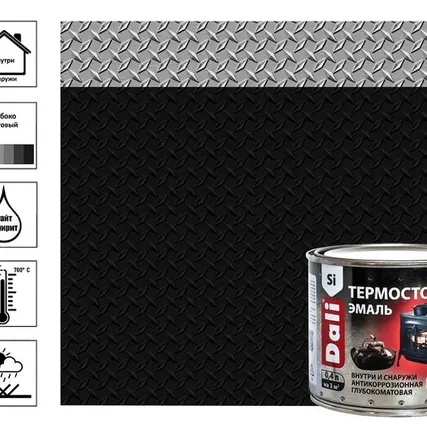 Фото №0 Эмаль Daliтермостойкая, черная 0,4 л