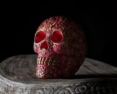 фото Череп красный с золотом, большой, 18см, Chateau Collection CC-SKB-RG