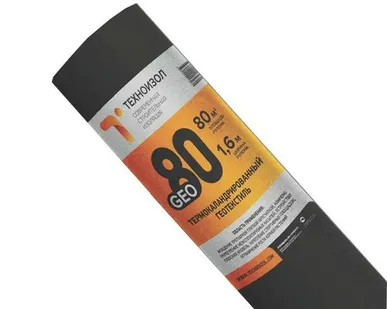 фото Геотекстиль ТЕХНОИЗОЛ GЕО 80 1.6х50м (80м2/рул) черный термокаландрированный