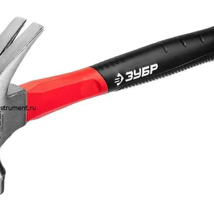 Фото №0 Столярный молоток-гвоздодёр ЗУБР с фиберглассовой рукояткой, кованный, с магнитом, 450 гр 20356-450