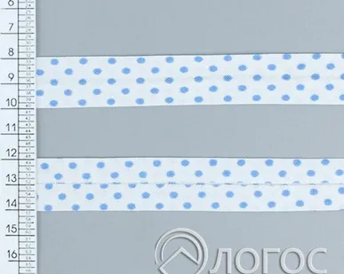 фото Косая бейка декор. .Т. 20 мм, В1, В1 (голубой/белый)