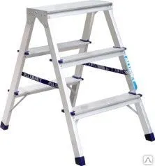фото Стремянка алюминиевая АЛЮМЕТ А7203 3 ступени двухсторонняя