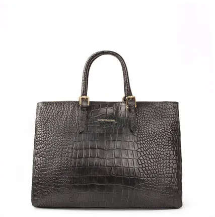 Фото №0 Сумка Сиена Макси из кожи под рептилию TJ COLLECTION YG 5450018 BLC