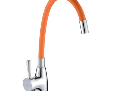 фото Смеситель Floe FK234-DO для кухни, 40 мм, на гайке, с боковой штыревой ручкой, с гибким оранжевым из