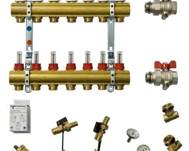 фото Коллекторная группа Tiemme 1" х 7 отводов с расходомерами