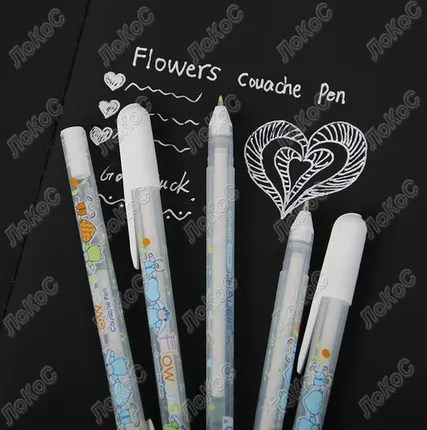 Фото №0 Гелевая ручка Flowers 0.8мм, (сouache pen), цвет белый