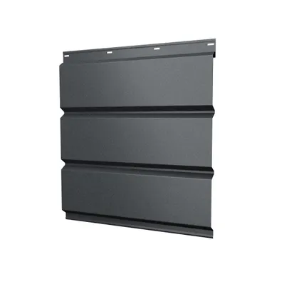 Фото №0 Софит металлический без перфорации 0,5 Quarzit lite с пленкой RAL 7024 мокрый асфальт