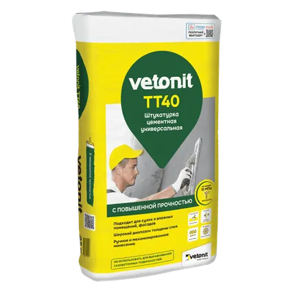 Фото №0 Штукатурка цементная универсальная Vetonit ТТ40 25кг (48шт/пал)