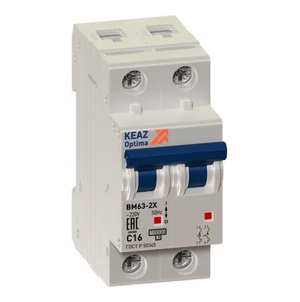 Фото №0 Выключатель автоматический модульный 2п C 50А 6кА OptiDin BM63-2C50-УХЛ3 КЭАЗ 260608