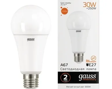 фото Светодиодная лампа Gauss A67 30W 2320Lm 3000K E27 73219