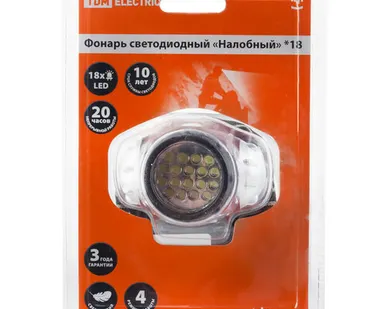 фото Фонарь TDM Налобный LED 18светодиодов 54лм/Вт на 3хAAA