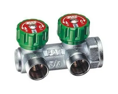 фото КОЛЛЕКТОР FAR 3/4" X 1/2" - 2 ВЫХОДА ВЕНТИЛЬНЫЙ РЕГУЛИРУЮЩИЙ