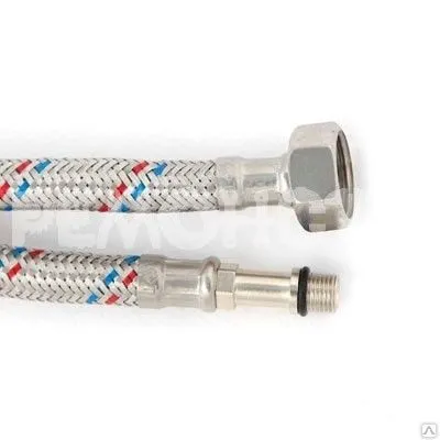 Фото №0 Подводка к смесителю 150см (пара) сталь оплетка нерж гайка Акватехник (20/1