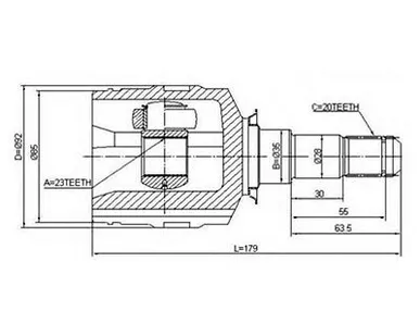 фото Patron ШРУС внутренний Auris (E150)/Corolla (E150) 07 /Avensis II (T250) 03 (23*35*20) ор 4304005110 Patron PCV1029