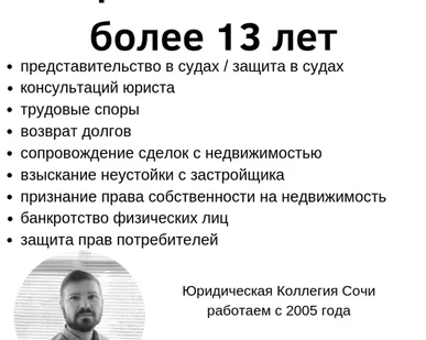 фото Юрист по гражданским и арбитражным делам (Опыт более 13 лет)