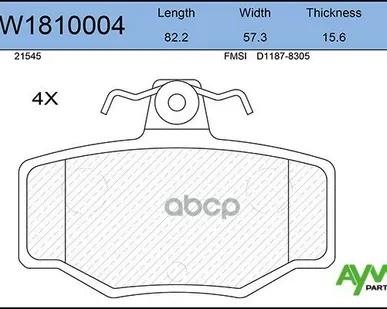 фото Колодка Тормозная 0343.00 Aywiparts Aw1810004 Задние AYWIparts арт. AW1810004