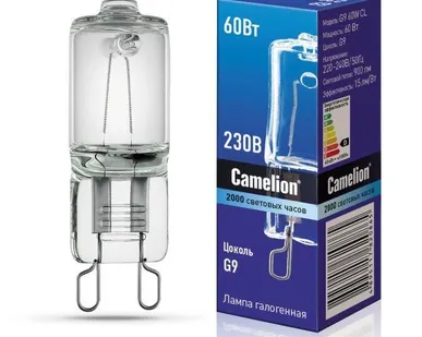 фото Лампа галогенная 60Вт капсула G9 2850К 240В прозр. Camelion 5555