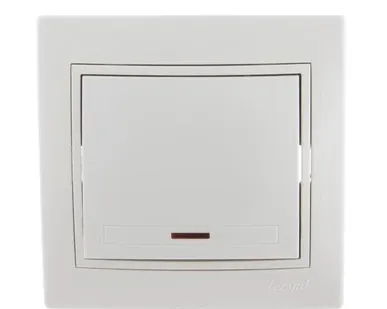фото Выключатель 1-кл. СП Мира 10А IP20 с подсветкой с бел. вставкой бел. LEZARD 701-0202-111
