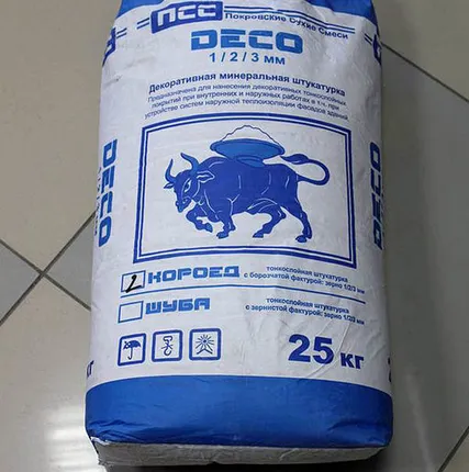 Фото №0 Декоративная штукатурка фасадная ПСС "Деко-К" 1/2/3 мм., "Короед", 25 кг.