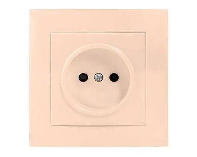 фото Розетка 1-м СП Валенсия 10А IP20 без заземл. защ. шторки крем. PROxima EKF EWR10-022-20