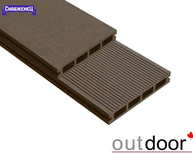фото Террасная доска из ДПК Outdoor "Velvet Industrial" цвет: Коричневый, 150x25 мм, вельвет/шлиф. (цена м2)