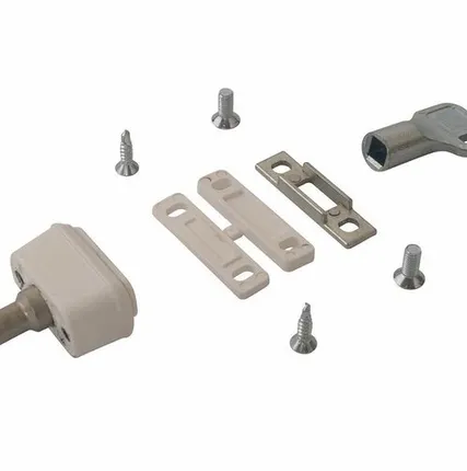 Фото №0 Замок блокировочный (детский) алюминий, ELEMENTIS, белый RAL9016