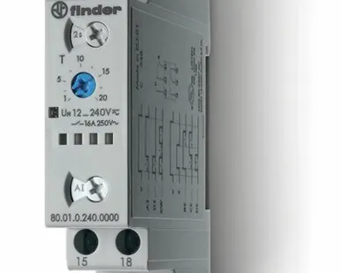 фото Finder Модульный таймер мультифункциональный (AI, DI, SW, BE, CE, DE); питание 12…240В АС/DC; 1CO 16A; ширина 17.5мм; регулировка времени 0.1с…24ч; степень защиты IP20