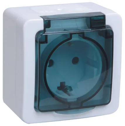Фото №0 IEK Розетка 1-м ОП Гермес Plus 16А IP54 с заземл. с дым.крышкой РСб20-3-ГПБб IEK