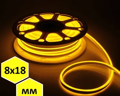 фото Гибкий неон двухсторонний (120L-SMD2835-220V, 8mm*18mm, желтый)