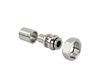 фото Муфта с накидной гайкой (евроконус) аксиальная, латунь,16х2,2х3/4", никель, RTP