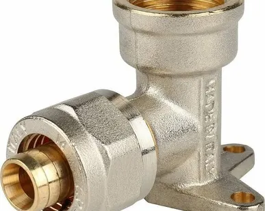 фото Угольник STOUT настенный с креплением 1/2 х16 для металлопластиковых труб винтовой