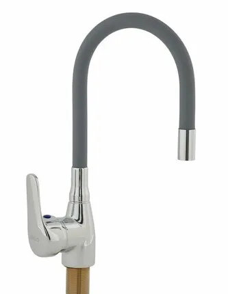 Фото №0 Смеситель Arco А4734GR кухня, 40 мм, ручка боковая, с гайкой, гибкий излив, серый
