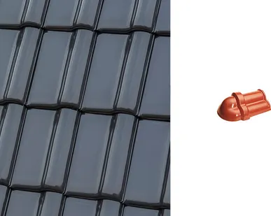 фото Керамическая черепица начальная хребтовая Roben MONZAplus графитовый серый ангоб