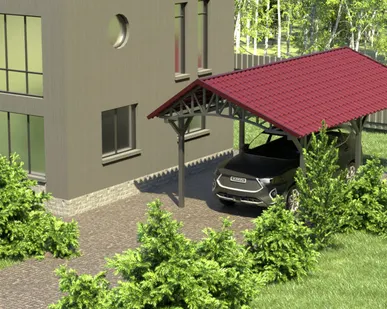 фото Двускатный навес №20 из металлочерепицы 3,5х6,3 м