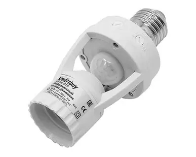фото Датчик движения инфракрасный в патрон E27 360* 6м 1200W белый IP20 Smartbuy