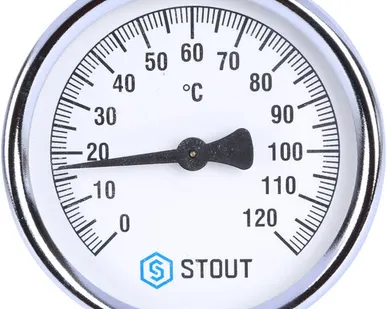 фото STOUT Термометр биметаллический накладной с пружиной. Корпус Dn 80 мм, 0...120°С, 1-2