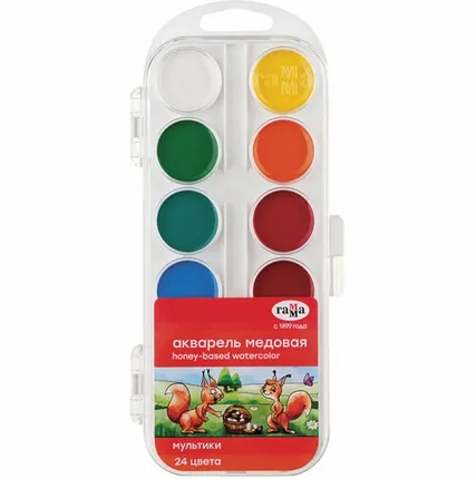 Фото №0 Акварель медовая 12 цв. ГАММА Мультики (211046_12/300254)